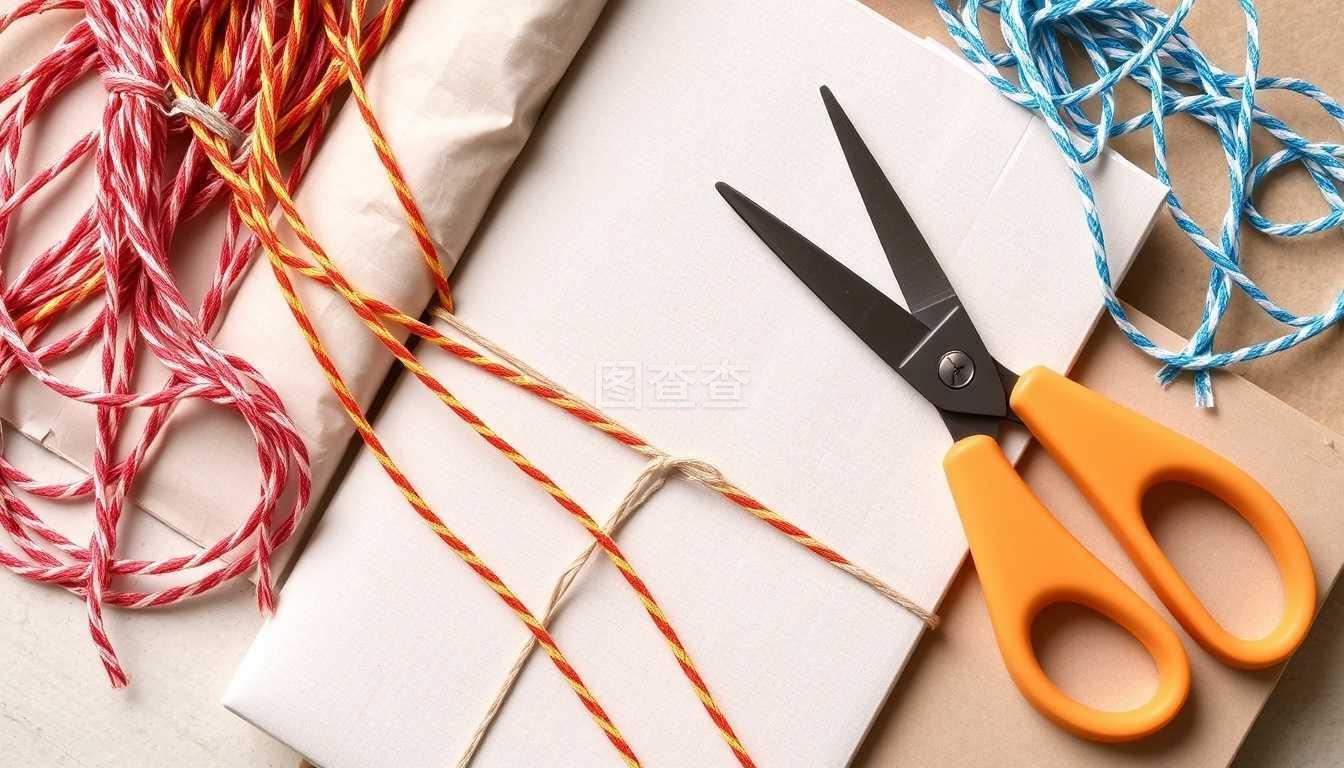 带剪刀的彩色绳索 包装与包装材料解析